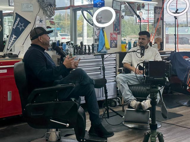 On The Mic With Mike recording at a barbershop