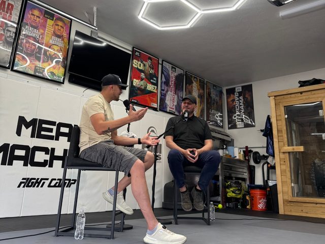 On The Mic With Mike recording at a fight camp